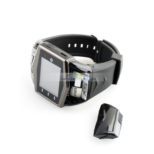 iParaAiluRy® GD910 Quad Band Watch Phone MTK6225 1.5 Inch Touch Screen Camera Bluetooth FM with Bluetooth Earphone - Black
