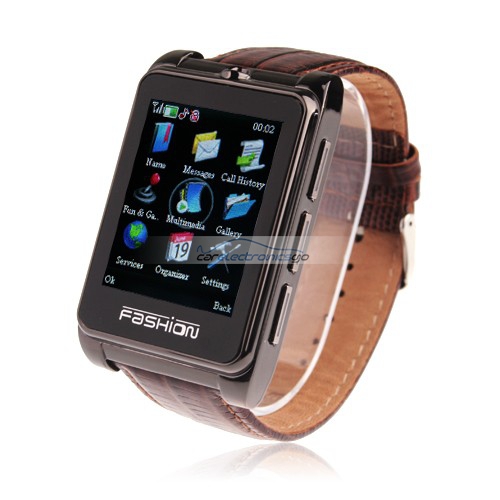 iParaAiluRy® S9110 MTK6225 Quad Band Watch Phone 1.8 Inch Touch Screen Bluetooth Camera with Bluetooth Earphone - Brown - Click Image to Close