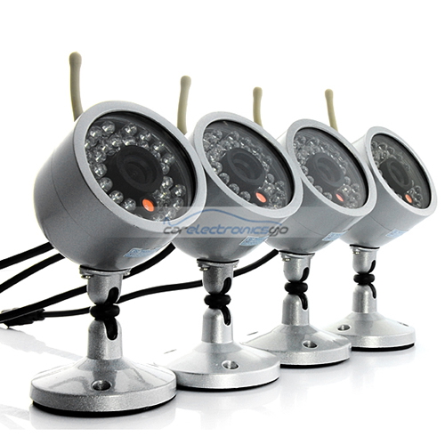 iParaAiluRy® Surveillance Wireless IP Camera Kits with Wireless Receiver  2.4GHz and 4 IR Cameras